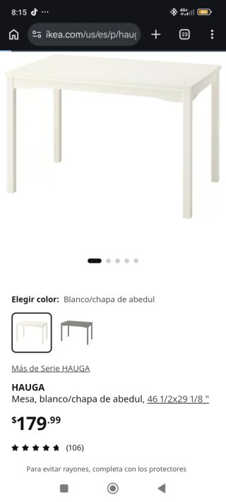 Mesa hauga Ikea de comedor blanca con 4 sillas