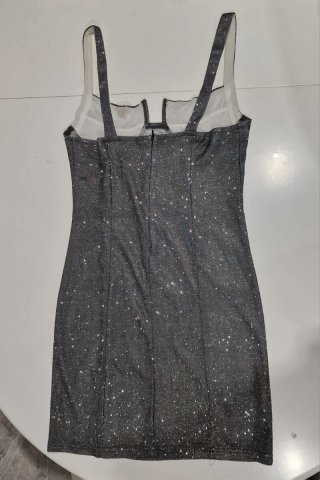 Vestido plateado brillante estilo corsé Talla S