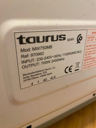 Microondas Taurus Negro