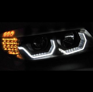 Faros Angel Eyes LED 3D BMW E90 E91 Cromada