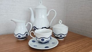 Juego de café porcelana azul y blanco
