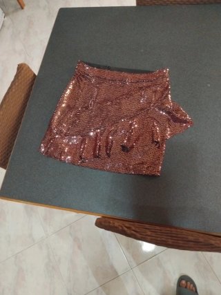 Gonna paillettes marrone/oro