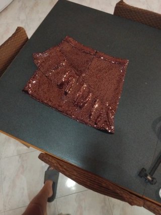 Gonna paillettes marrone/oro