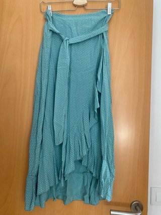 Falda midi volantes lunares verde