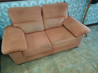 Sofá 2 plazas naranja tela