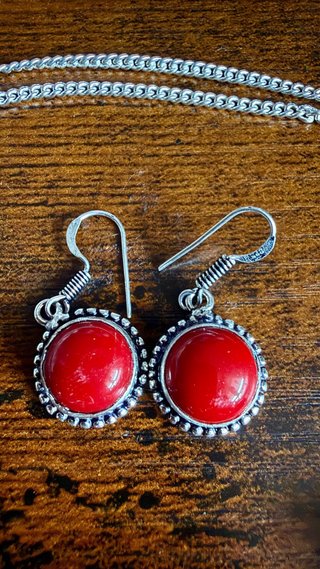 Conjunto Plata 925 y Coral Rojo