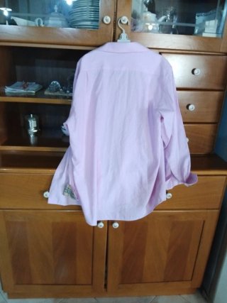 Camicia rosa con dettagli a quadri modello burberr