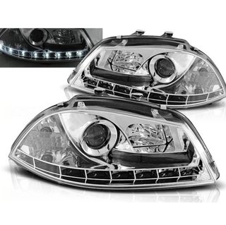 Faros con luz diurna Cromados para SEAT Ibiza 2002
