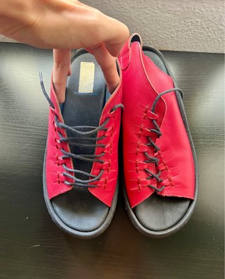 Sandalias de piel rojas cordones súper cómodas