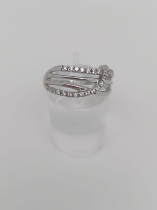 Anillo Oro Blanco 18K con Circonitas