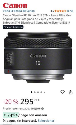 Objetivo Canon RF 16mm F2.8 STM