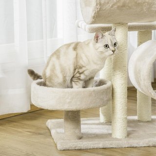 Árbol Rascador Juguete para Gatos con Diferentes Plataformas de Sisal Natural Altura 105Cm Crema