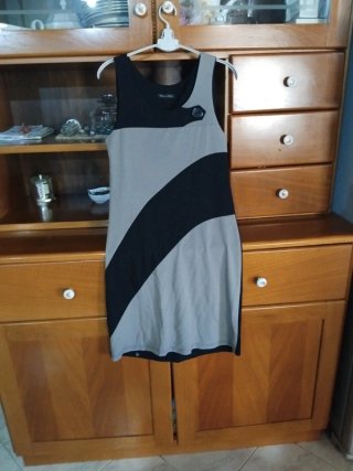 Vestito bicolore nero e grigio