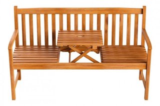 Banco de jardín madera con mesa plegable
