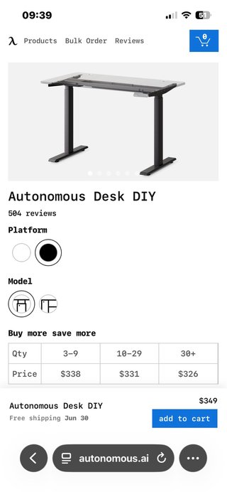 Escritorio Elevable Eléctrico Autonomous DIY Desk