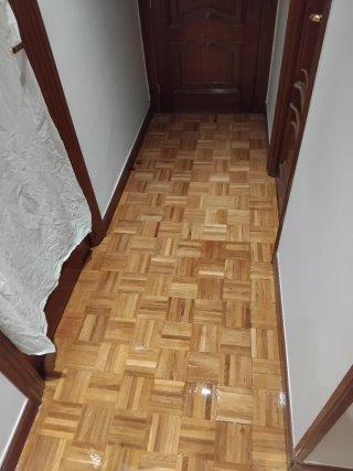 Parquet de madera y pinturas