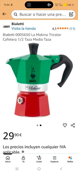 Cafetera Bialetti La Mokina Tricolor