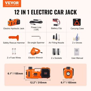 Gato Hidráulico Eléctrico para Automóviles 5 Toneladas 12V con Llave de Impacto y Compresor