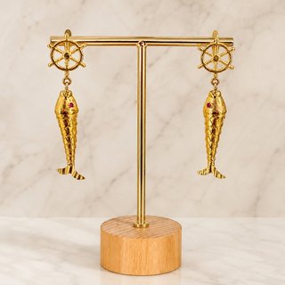 Pendientes Oro 18k Peces con Rubíes BARC-TRA2477