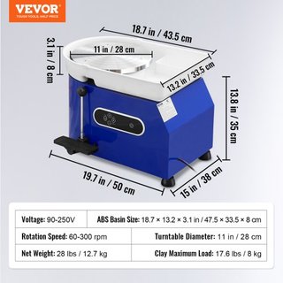 Rueda de Alfarero 27.9 cm Rueda de Cerámica con Pedal de Pie Herramientas de Esculpido Delantal 450W