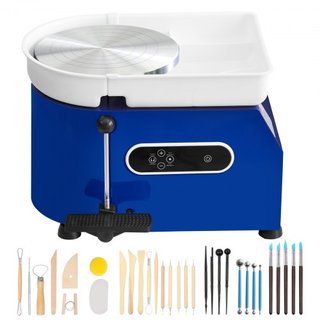 Rueda de Alfarero 27.9 cm Rueda de Cerámica con Pedal de Pie Herramientas de Esculpido Delantal 450W