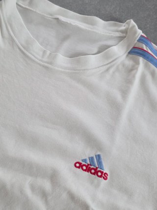 T-shirt Adidas Vintage Bianca Blu Rossa S