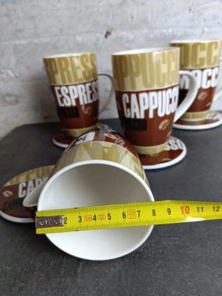 Juego 4 Tazas Café Grandes con Platos