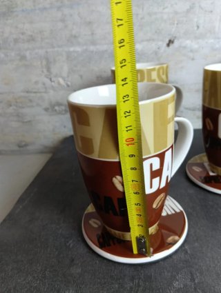 Juego 4 Tazas Café Grandes con Platos