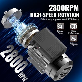 Motor Eléctrico de 1.1KW 2800 rpm, AC 220~240V 7.1A, 90S, Marco B34, Motor de Compresor de Aire Monofásico, Eje Con Diente de 24mm, Rotación CW/CCW para Maquinaria Agrícola y Equipos Generales