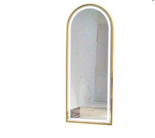 Espejo Arqueado Dorado con Luz LED