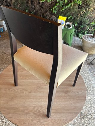2 Sillas Comedor Madera Oscura Tapizado Beige