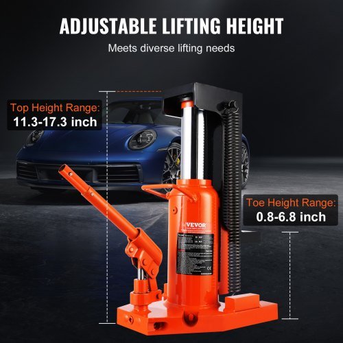 Gato Hidráulico de Punta, 5 Toneladas/4536 kg en Punta, Gato Elevador de Máquina con Capacidad de Elevación de 10 Toneladas/9072 kg en la Parte Superior, Altura de Punta de 0.8-6.8 in/2-17.3 cm, A...