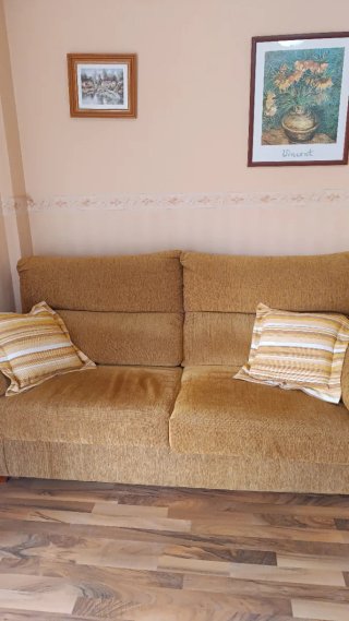 REGALO sofá 2 plazas marrón y amarillo
