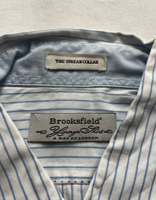 Camicia Brooksfield Uomo Rigata Azzurro/Bianco Tag