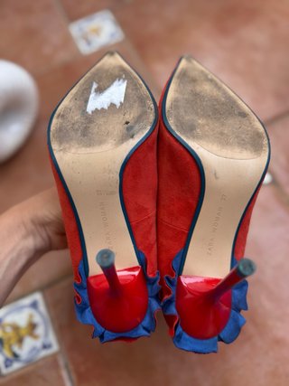 Zapatos Salón Zara Rojo Naranja Volante T37
