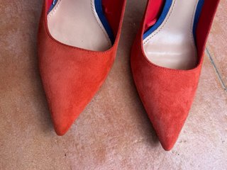 Zapatos Salón Zara Rojo Naranja Volante T37