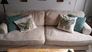 Sofá 4 plazas beige 236x100