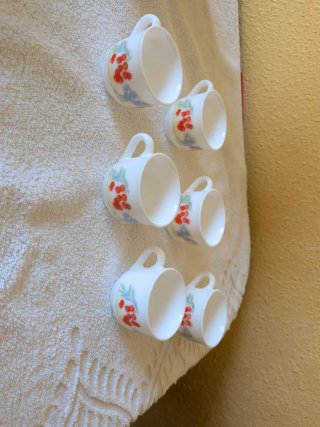Conjunto 6 tazas café porcelana flores