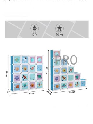 Armario Modular Infantil de 15 Cubos, Organizador