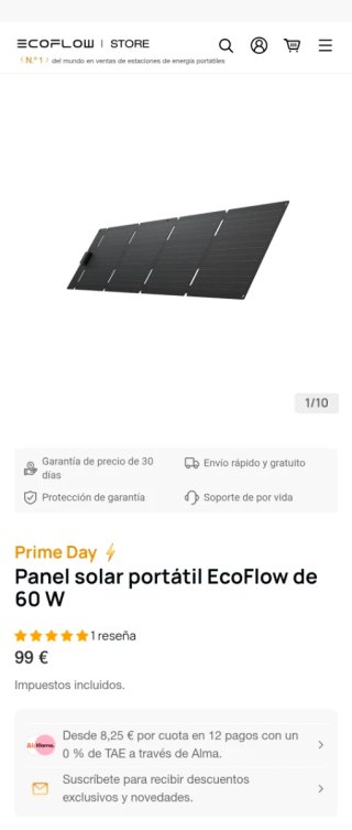 Panel Solar EcoFlow 60W Tipo C