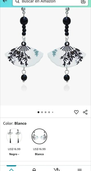 Pendientes abanico blanco y negro