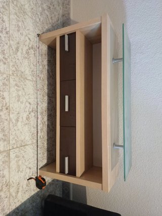 Mueble de entrada madera y cristal