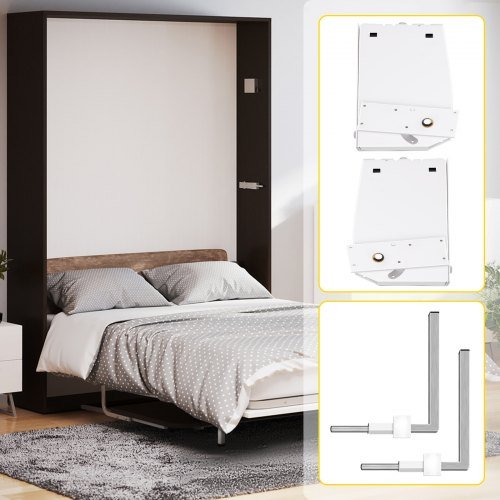 Kit fai-da-te per montaggio meccanismo a molla Murphy a parete, supporto hardware pesante per letto king e queen (verticale), bianco
