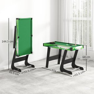 Mesa De Billar Plegable Con Accesorios, Que Incluye Queues De Billar, Bolas, Triángulo Y Cepillo, Mesa De Billar Profesional Para Adultos, 104X55.5X68 Cm