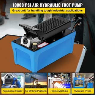Unidad de Bomba Hidráulica Neumática de Aire 10,000 PSI Capacidad de 1687.8 cm³ Construcción de Metal Pesado Bomba de Pie Hidráulica Neumática