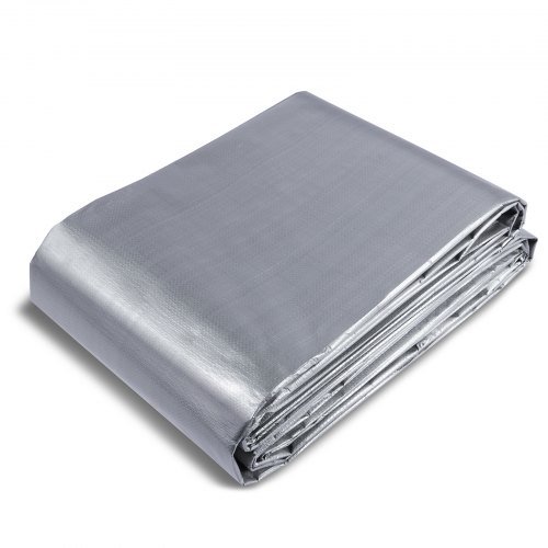 Telo Impermeabile 487,7 x 609,6 cm, Telo di Copertura in Poliestere 0,25 mm, Telo Multiuso Resistente agli Strappi, UV e Temperature con Occhielli Rinforzati ad Alta Durata (Argento...)