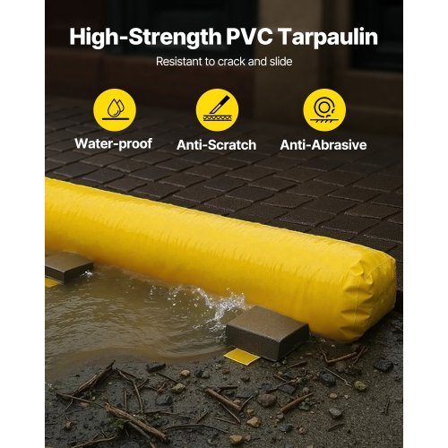Barriera di Inondazione, 3,66 m di Lunghezza x 51 cm di Altezza Alternativa a Sacconi di Sabbia, Barriera Acqua per Inondazioni con Grande Effetto Impermeabile, Tubi di Deviazione Acqua PVC Riutilizzabili...