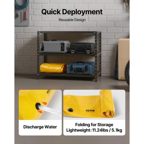 Barriera di Inondazione, 3,66 m di Lunghezza x 51 cm di Altezza Alternativa a Sacconi di Sabbia, Barriera Acqua per Inondazioni con Grande Effetto Impermeabile, Tubi di Deviazione Acqua PVC Riutilizzabili...