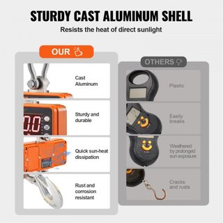 Báscula de Grúa Digital, 2200 lbs/1000 kg, Báscula Colgante Industrial de Alta Resistencia con Control Remoto, Caja de Aluminio Fundido y Pantalla LED, Alta Precisión para Construcción, Fábrica, G...
