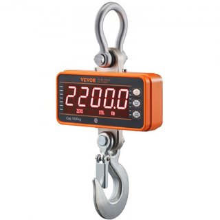 Báscula de Grúa Digital, 2200 lbs/1000 kg, Báscula Colgante Industrial de Alta Resistencia con Control Remoto, Caja de Aluminio Fundido y Pantalla LED, Alta Precisión para Construcción, Fábrica, G...